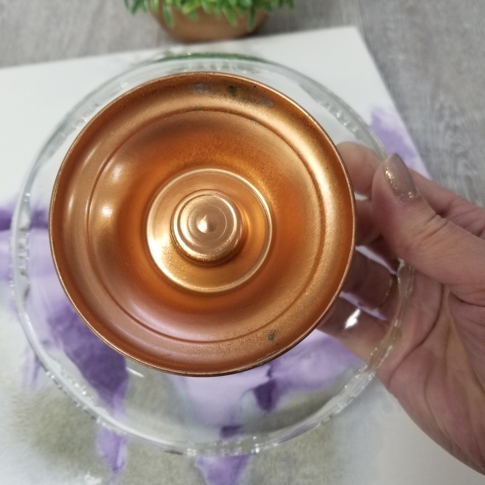 Princess House Copper Footed Glass Bowl - Picture 4 of 8